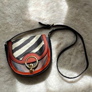 Stradivarius Zebra Print Gold Crossbody Purse Womens Size M